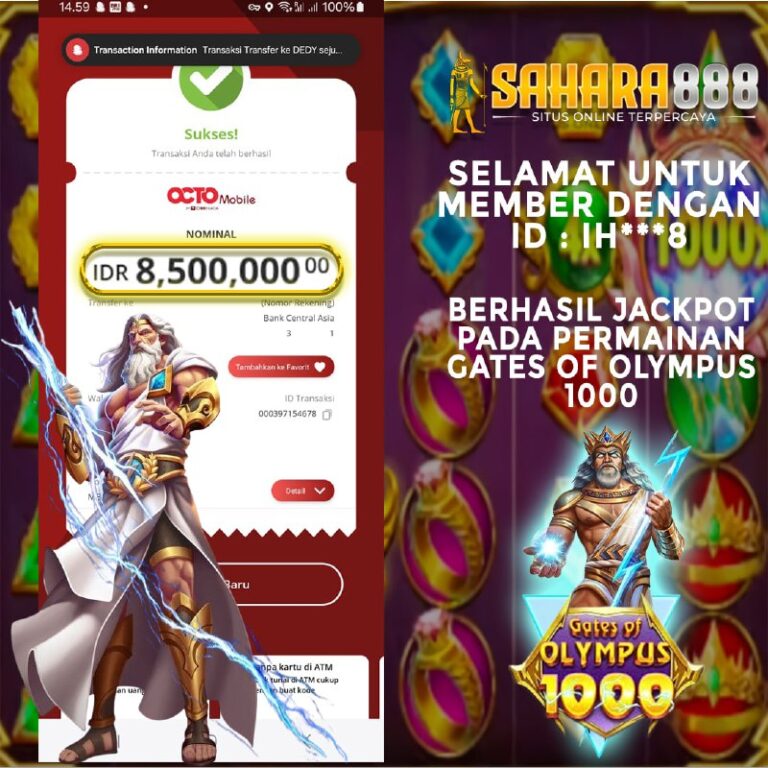 Bukti JP Slot Zeus SAHARA888 8 September 2024 Rp. 8.500.000,- LUNAS